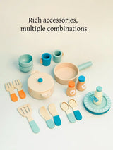 Kids Kitchen Toys Wooden Simulation Kitchen Toy Pretend Play Cooking Toy Role Play Game Early Educational Toy for Girl Boy Gifts