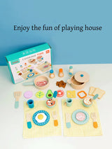 Kids Kitchen Toys Wooden Simulation Kitchen Toy Pretend Play Cooking Toy Role Play Game Early Educational Toy for Girl Boy Gifts