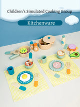Kids Kitchen Toys Wooden Simulation Kitchen Toy Pretend Play Cooking Toy Role Play Game Early Educational Toy for Girl Boy Gifts