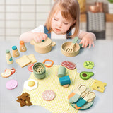 Kids Kitchen Toys Wooden Simulation Kitchen Toy Pretend Play Cooking Toy Role Play Game Early Educational Toy for Girl Boy Gifts