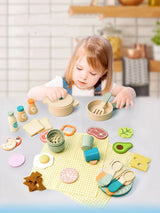 Kids Kitchen Toys Wooden Simulation Kitchen Toy Pretend Play Cooking Toy Role Play Game Early Educational Toy for Girl Boy Gifts