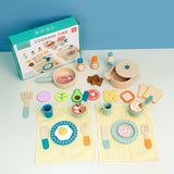 Kids Kitchen Toys Wooden Simulation Kitchen Toy Pretend Play Cooking Toy Role Play Game Early Educational Toy for Girl Boy Gifts