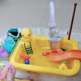 Kids Kitchen Sink Toys Electric Dishwasher Playing Toy With Running Water Pretend Play Food Fishing Toy Role Playing Girls Gift