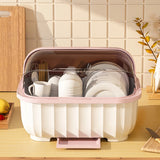 Kitchen drain cabinet with lid, bowl box for storing dishes, dishes, tableware, household small storage rack, chopsticks storage