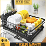 Kitchen dish rack, countertop, cutlery sink, chopstick storage rack, household large capacity single-layer drain bowl rack