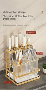 Kitchen knife rack, chopstick holder, wall-mounted multifunctional countertop, cutting board, and tool storage rack