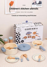 Wooden children's simulation kitchen toys, early education educational toys, simulation pots and pans, food, role-play chef