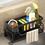 Kitchen Spice Storage Shelf with Drainage Rack, Installation Sink Organizer, Tap-Mounted Shelf for Home Kitchen Accessories
