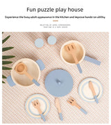 Wooden children's simulation kitchen toys, early education educational toys, simulation pots and pans, food, role-play chef