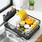 Kitchen dish rack, countertop, cutlery sink, chopstick storage rack, household large capacity single-layer drain bowl rack