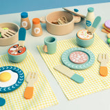 Kids Kitchen Toys Wooden Simulation Kitchen Toy Pretend Play Cooking Toy Role Play Game Early Educational Toy for Girl Boy Gifts
