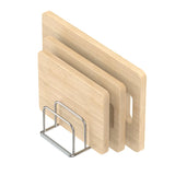 Kitchen Cabinet Organizer, Steel Cookware Holder, Divided Holder with 5 Slots for Skillets Baking Tray and Chopping Board Rack -