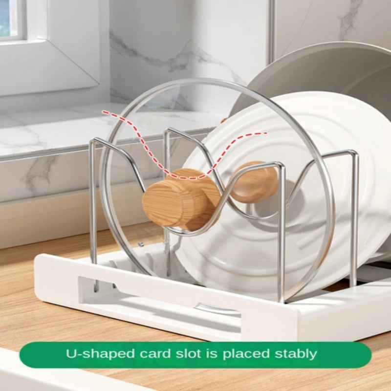 Kitchen utensil artifact pot storage rack Foldable kitchen utensil storage rack Kitchen pot lid storage rack