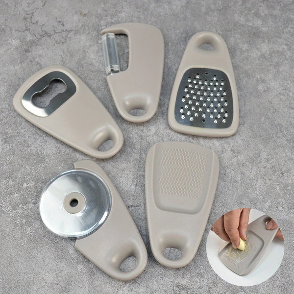 Kitchen Gadget Set 5 Pieces, Stackable Cooking Tools To Save Space, for Household Use, RV Camper Accessories (Grey)